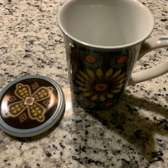 Vera Bradley Porcelain Coffee Tea Mug Cup with Lid, Retired Canyon Pattern - Picture 3 of 5